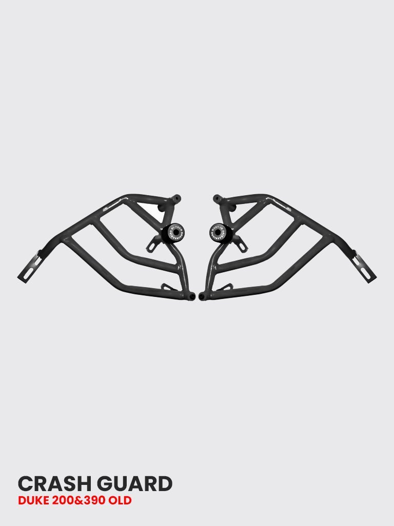 HITECH DUKE 125,200 CRASH GUARD, OLD MODEL – Black WITH 4 METAL SLIDER – SB 570 / FITS DUKE125, 200