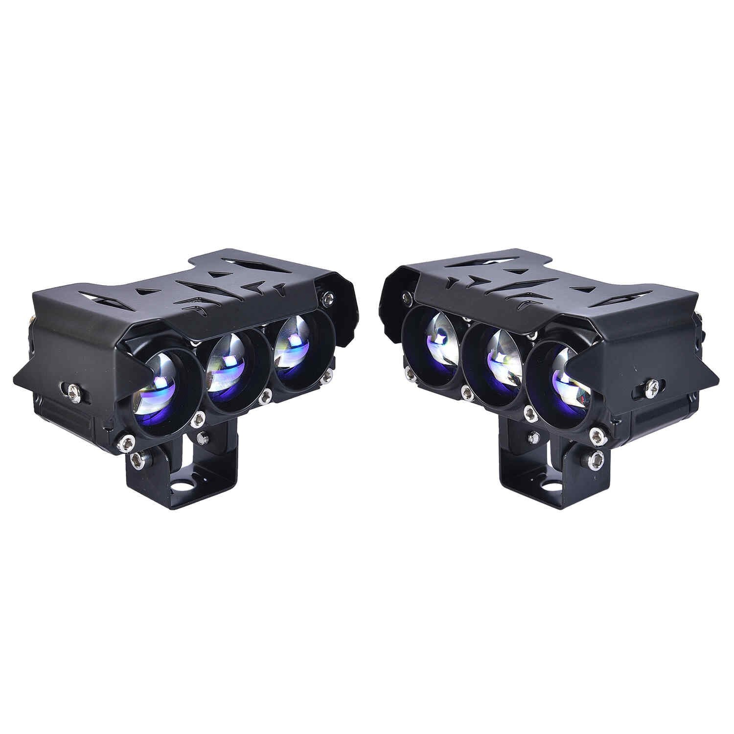 Lgp Fog Lamp Dk300 Projector Triple Lens For Bikes With Dual Light Colors(Yellow And White)