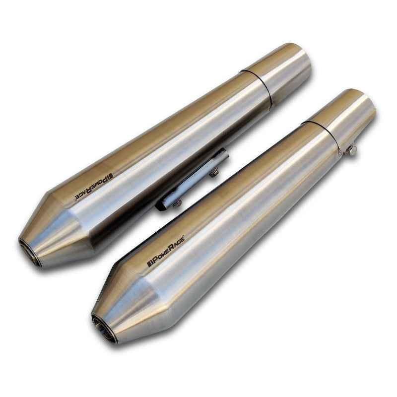 Powerage Slip Ons Exhaust For RE 650 Twins Brushed Steel Finish Short