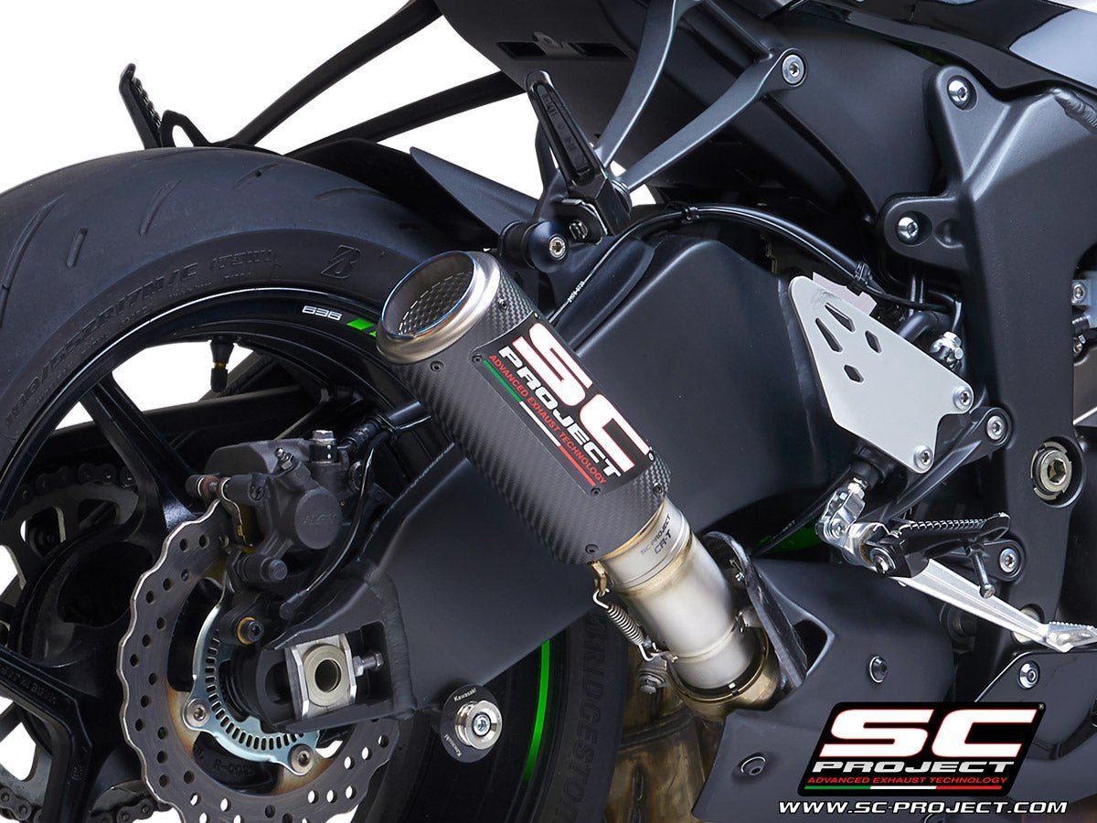 SC Project CR T Carbon Fiber Slip On Exhaust Kawasaki Ninja ZX 6R (2019 21)