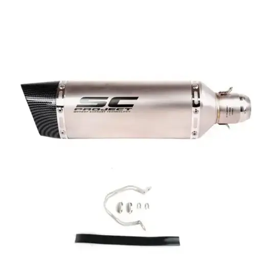 SC Project Long Exhaust Slash cut Silver End Carbon