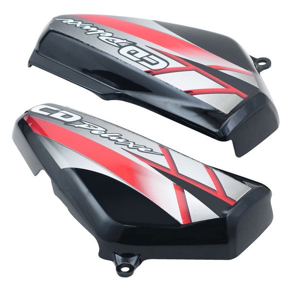 Side Panel / Side Cowl Set Fit For Hero Cd-deluxe New Model (self Start) Black(red Sticker) - Image 2