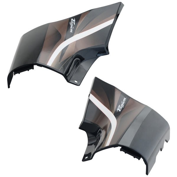 Side Panel / Side Cowl Set Fit For Hero Passion Pro Type 3 Black Colour For Brown Bike (brown Sticker) - Image 2
