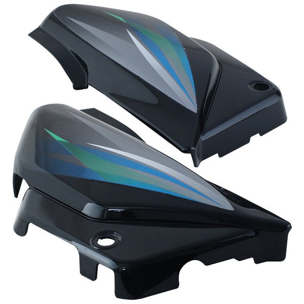 Side Panel / Side Cowl Set Fit For Hero Splendor Pro (black Alloy Wheels) Black (green Sticker) - Image 3