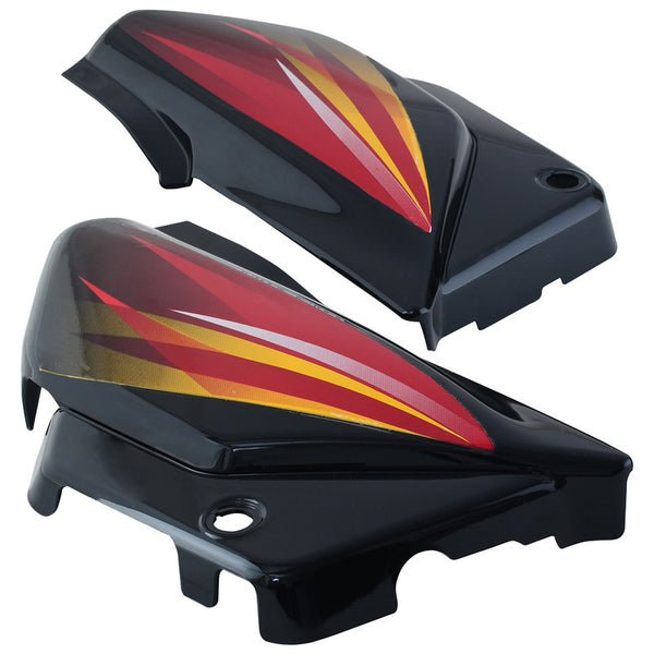 Side Panel / Side Cowl Set Fit For Hero Splendor Pro (black Alloy Wheels) Black (red Sticker) - Image 2