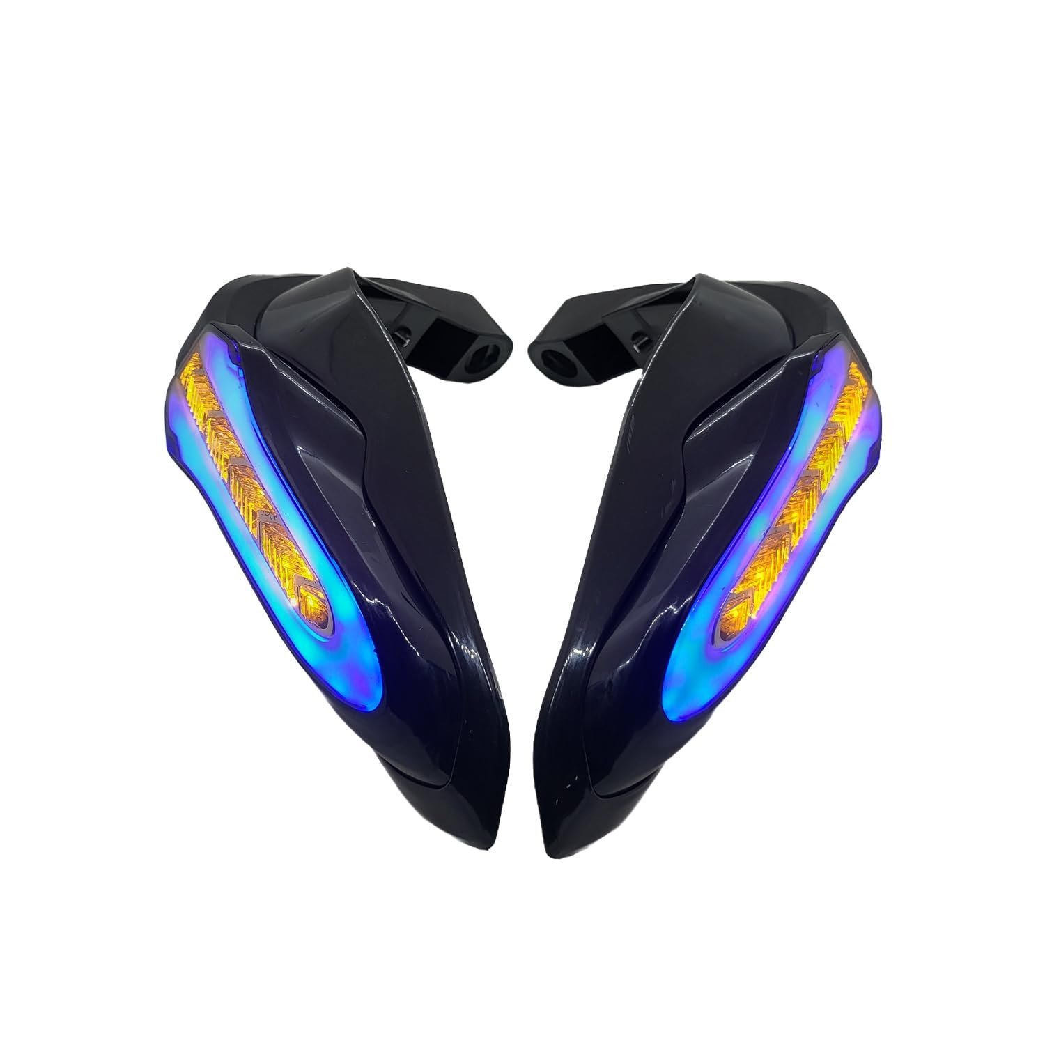 Universal Motorcycle Handguards With Yellow Running LED and Blue COB Light for All Bikes - LIUHJG